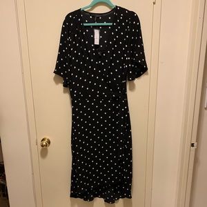 Polka Dot Faux Wrap Dress NWT
